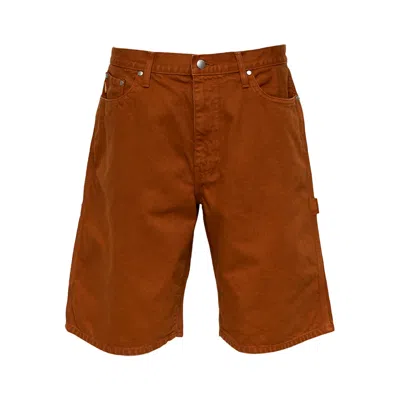 Vowels Overdyed Painter Shorts In Orange