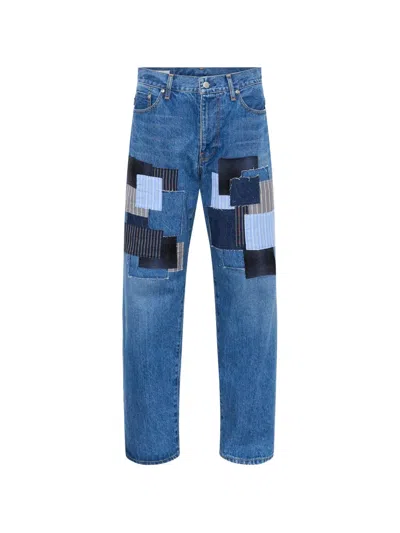 Vowels Patchwork Jeans In Blue