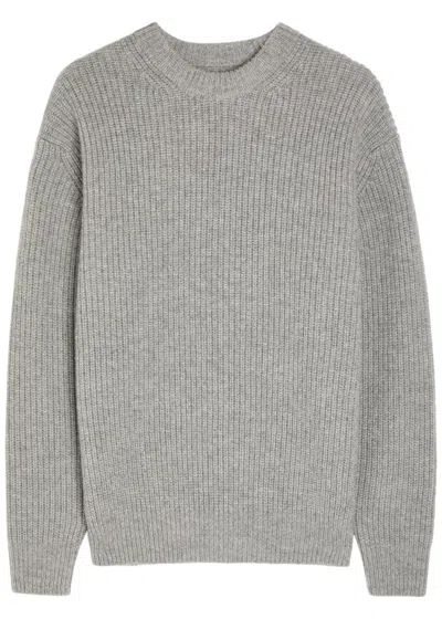 Vowels Round-neck Alpaca And Wool-blend Jumper In Gray