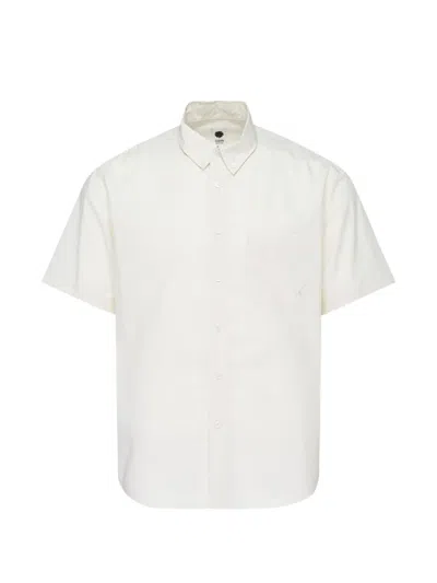 Vowels Short-sleeve Button-up Shirt In White