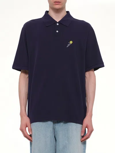 Vowels S/s Pique Polo In Blue