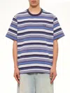 Vowels Stripe-pattern T-shirt In Blue