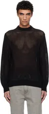 Vowels Ssense Exclusive Black Cotton Mesh Knitted Sweater In #99 Black
