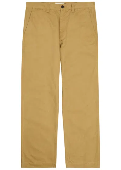 Vowels Straight-leg Cotton Trousers In Brown