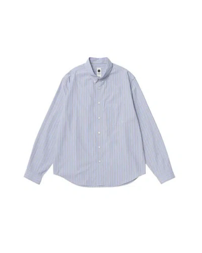 Vowels Striped Button Down Shirt In Blue