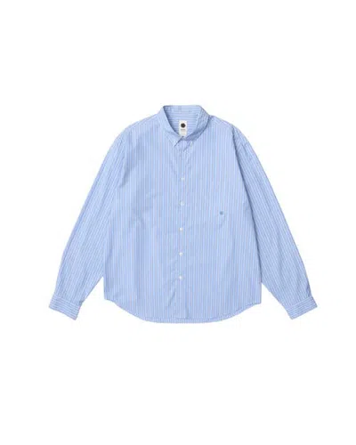 Vowels Striped Button Down Shirt In Blue Stripe