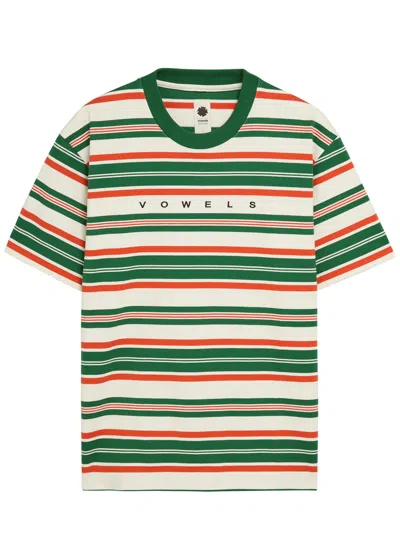 Vowels Striped Cotton T-shirt In Green