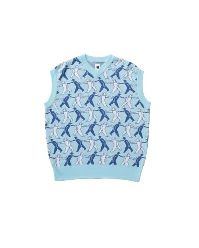 Vowels Tag-a-long Knitted Vest In Blue
