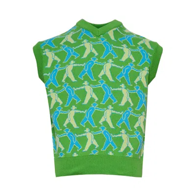 Vowels Tag-a-long Knitted Vest In Green