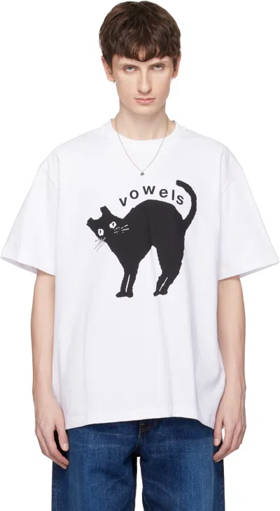 Vowels White Kitty T-shirt