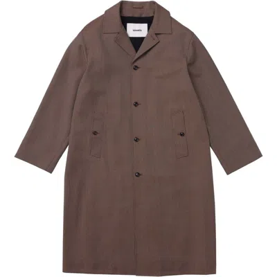 Vowels Wool Split Raglan Coat In Brown