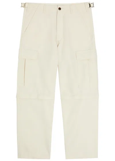 Vowels Zip Off Wool-blend Cargo Trousers In White