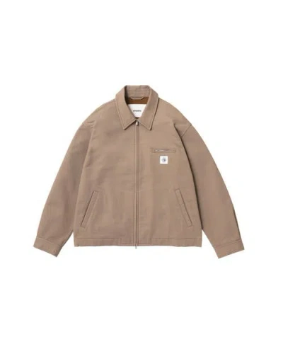 Vowels Zip Up Jacket In Brown