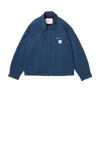 Vowels Zip Up Work Jacket In Blue