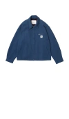 Vowels Zip Up Work Jacket In Blue