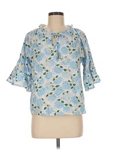 Pre-owned Voy 3/4 Sleeve Blouse In Blue