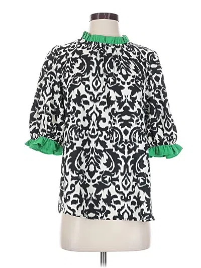 Pre-owned Voy 3/4 Sleeve Blouse In Green
