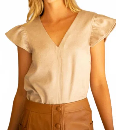 Voy Always Be True Faux Leather Top In Beige In Brown