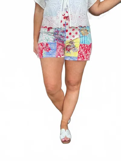 Voy American Girl Patchwork High Waist Shorts  In Multicolor