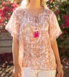 Voy Annalise Tiger Striped Top In Taupe/cream In Multi