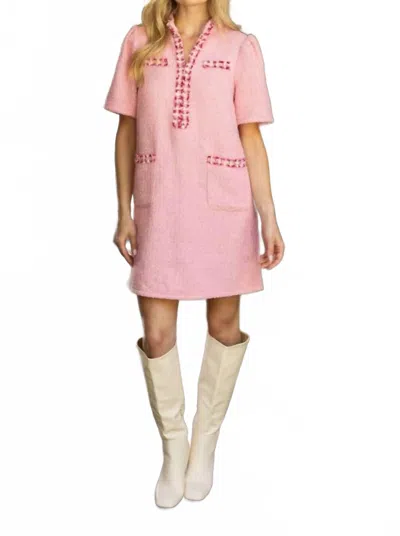 Voy Candy Cane Tweed Dress In Pink
