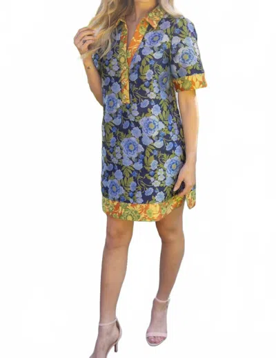 Voy Caroline Garden Mini Dress In Blue In Multi