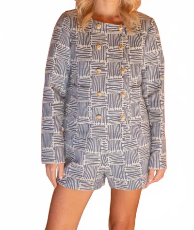 Voy Checkered Canvas Woven Fabric Shorts In Blue, White In Gray