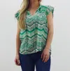 Voy Chevron Print Top In Green