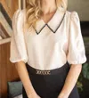 Voy Collard Knit Top In Cream