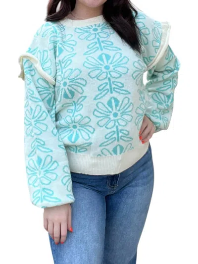 Voy Crew Neck Breeze Sweater In Turquoise In Blue