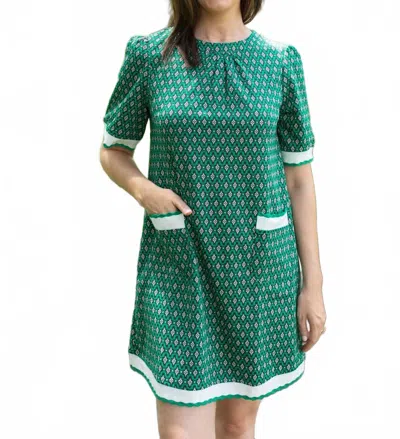 Voy Diamond Knit Mini Dress In Emerald In Green