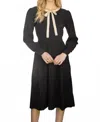 Voy Dream It Up Princess Sleeve Midi Knit Dress In Black In Black