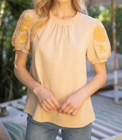 Voy Eden Embroidered Top In Taupe In Grey