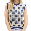 Voy Elena Sleeveless Top In Checkered Floral In Multi
