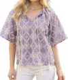 Voy Embroidered Eyelet Tassel Top In Lavender In Purple