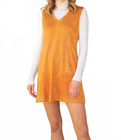 Voy Embroidered Shift Dress In Camel In Brown