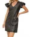 Voy Faux Leather Mini Dress In Black In Black