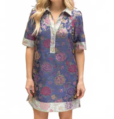 Voy Flora Jacquard Dress In Blue