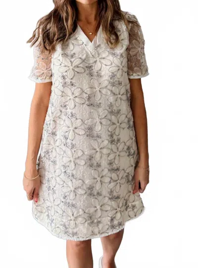 Voy Floral Fever Shift Dress In Ivory In White