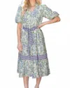 Voy Floral Print Midi Dress In Green In Green
