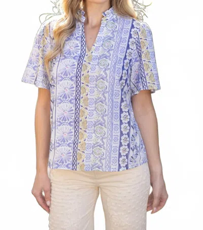 Voy Floral Ruffle Collar Days Top In Lavender In Blue