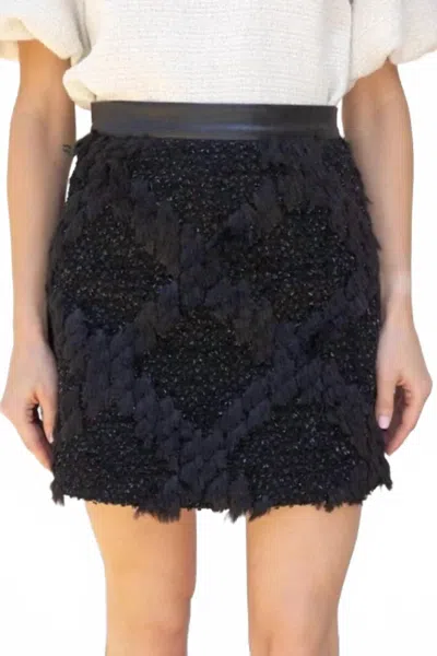 Voy Furry And Leather Skirt In Black