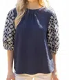 Voy Garden Blouse In Indigo In Multi