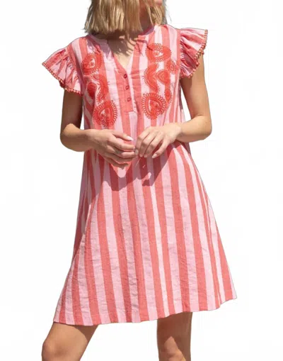 Voy Gigi Shift Dress In Pink Stripe