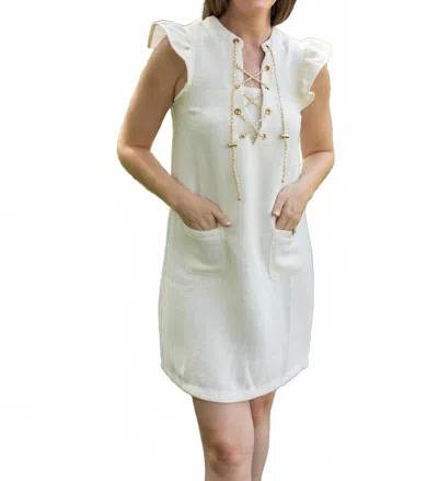 Voy Golden Chain Tweed Dress In White
