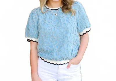 Voy Gracelynn Crew Neck Blouse In Cream And Navy In Red
