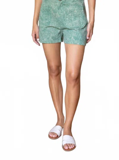 Voy High Waist Mineral Wash Shorts In Green