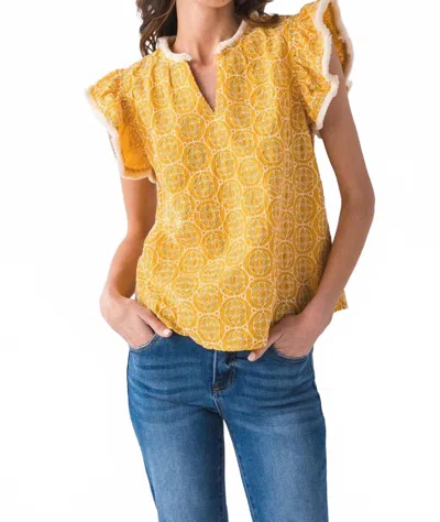 Voy Kaleidescope Fringe Top In Mustard In Yellow