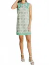 Voy Kaleidoscope Embroidered Shift Dress In Green In Green