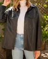 Voy Living On The Edge Faux Leather Shacket In Black